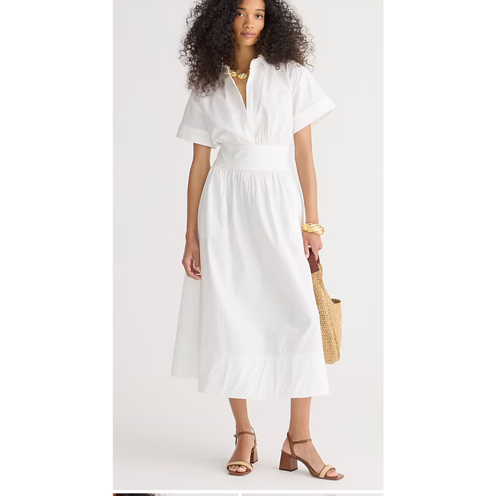 J. Crew Crisp White Midi Dress